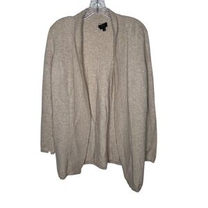 Talbots Pure Cashmere Open Front Cardigan Sweater Beige Size Medium